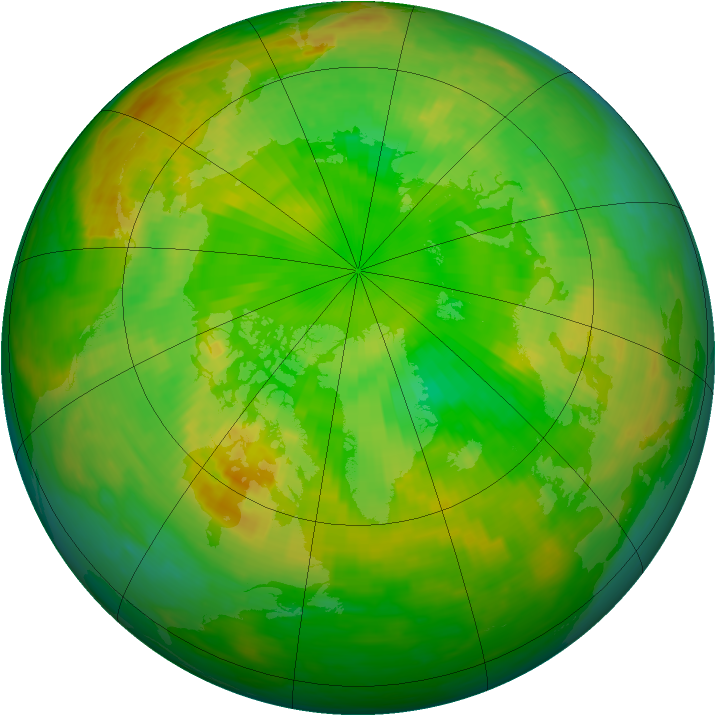 Arctic ozone map for 16 June 1990